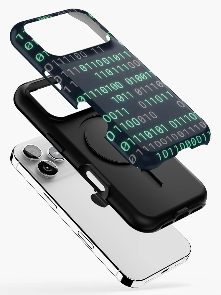 Thumbnail 2 of 4, iPhone Case, Binary Code Minimalist Pattern Bedding Tech Decor designed and sold by ThirdShiftLab.
