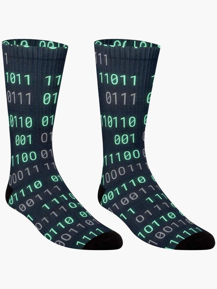 Thumbnail 3 of 5, Socks, Binary Code Minimalist Pattern Bedding Tech Decor designed and sold by ThirdShiftLab.