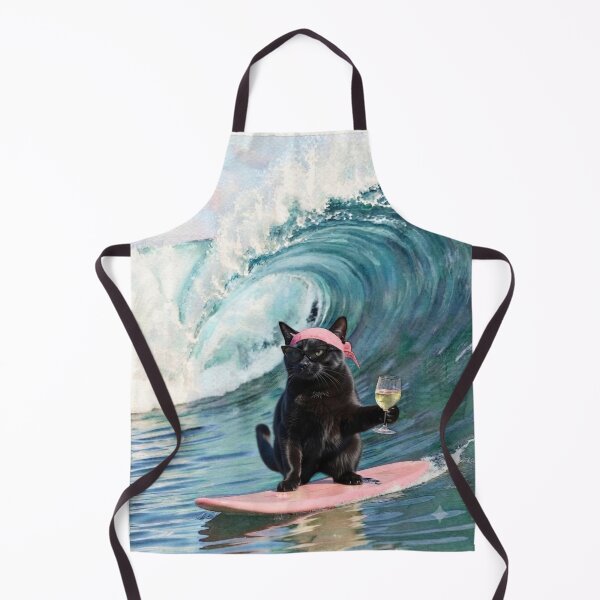 Item preview,  Black Cat Surfing Ocean Wave Watercolor designed and sold by ArtivoNest.