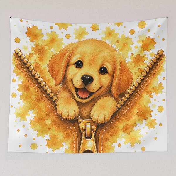 Item preview, Cute Golden Retriever Puppy in Golden Zipper designed and sold by GRFORA.