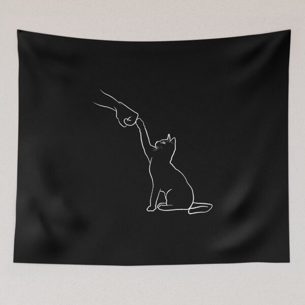 Item preview, Minimalist Black Cat Line Art – Cat Reaching for the Moon designed and sold by YNWA14.