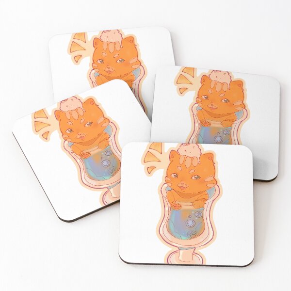 Item preview, Cream soda drink ginger cat chibi style designed and sold by drawwithnong.