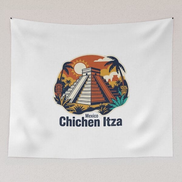Item preview, Chichen Itza El Castillo Bold Retro Graphic Poster designed and sold by Inkworksbyshery.