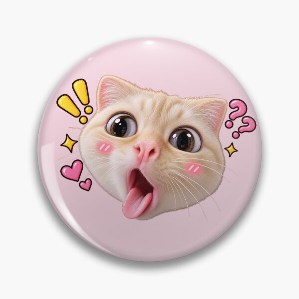 Item preview, Shocked Cat Meme – Funny Wide-Eyed Kawaii Cat Sticker designed and sold by StickyDelights.