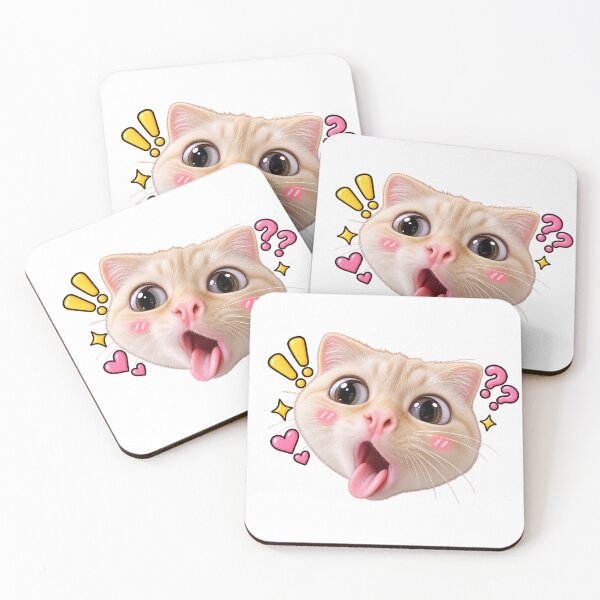 Item preview, Shocked Cat Meme – Funny Wide-Eyed Kawaii Cat Sticker designed and sold by StickyDelights.