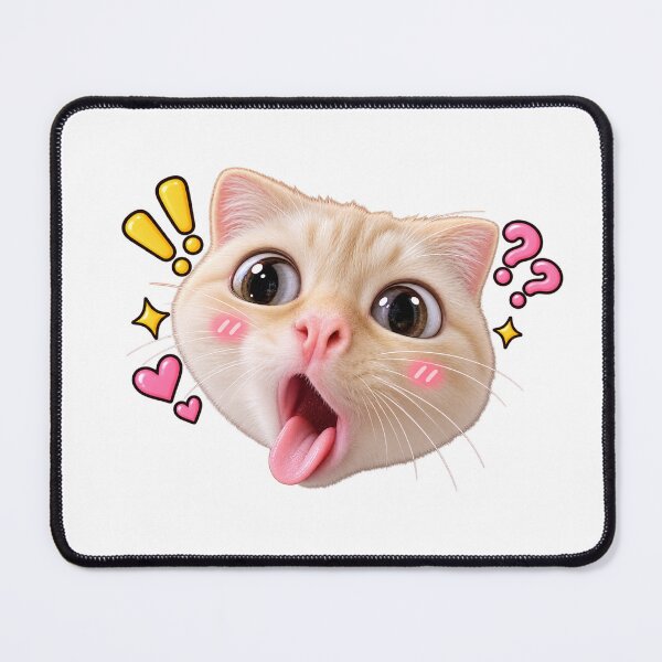 Item preview, Shocked Cat Meme – Funny Wide-Eyed Kawaii Cat Sticker designed and sold by StickyDelights.
