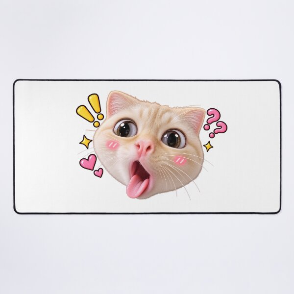 Item preview, Shocked Cat Meme – Funny Wide-Eyed Kawaii Cat Sticker designed and sold by StickyDelights.