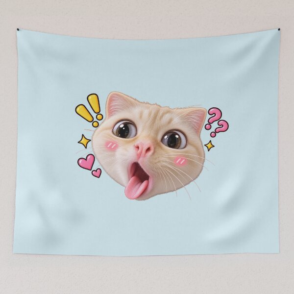 Item preview, Shocked Cat Meme – Funny Wide-Eyed Kawaii Cat Sticker designed and sold by StickyDelights.