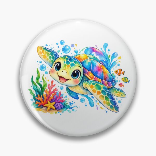 Item preview, A cute watercolor style colorful turtle illustration  designed and sold by lafataviola.