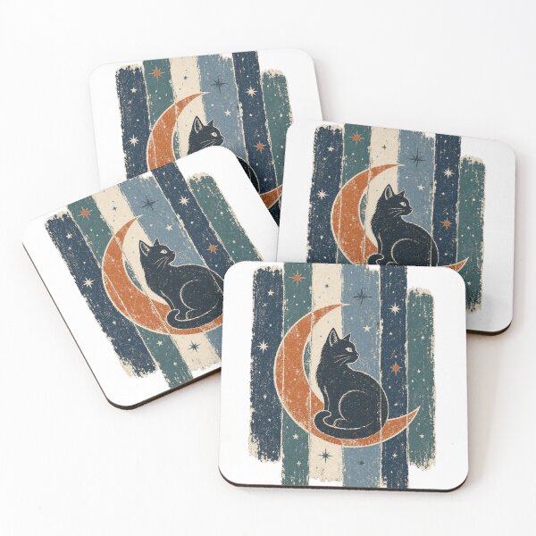 Item preview, Black Cat on the Crescent Moon Witchy Art designed and sold by VisualArtsOasis.