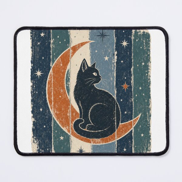Item preview, Black Cat on the Crescent Moon Witchy Art designed and sold by VisualArtsOasis.