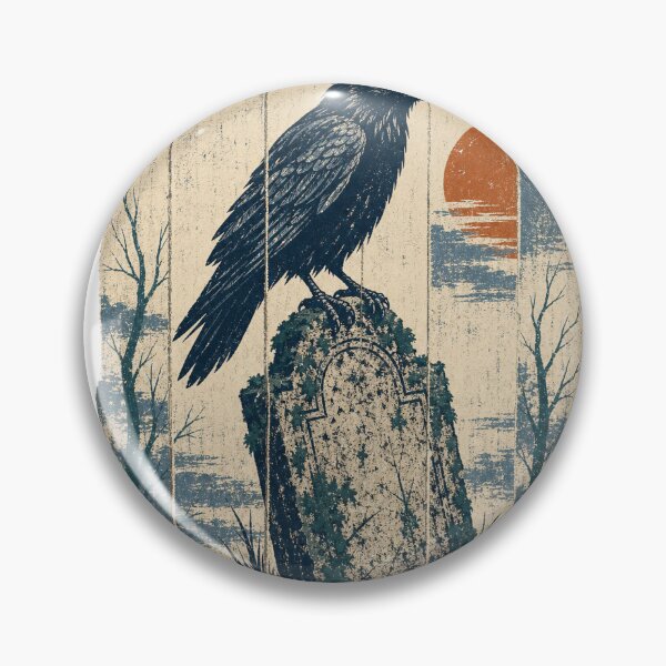 Item preview, Raven on the Old Gravestone Witchy Gothic Aesthetic designed and sold by VisualArtsOasis.