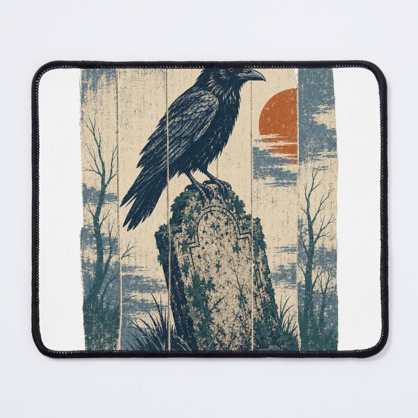 Item preview, Raven on the Old Gravestone Witchy Gothic Aesthetic designed and sold by VisualArtsOasis.
