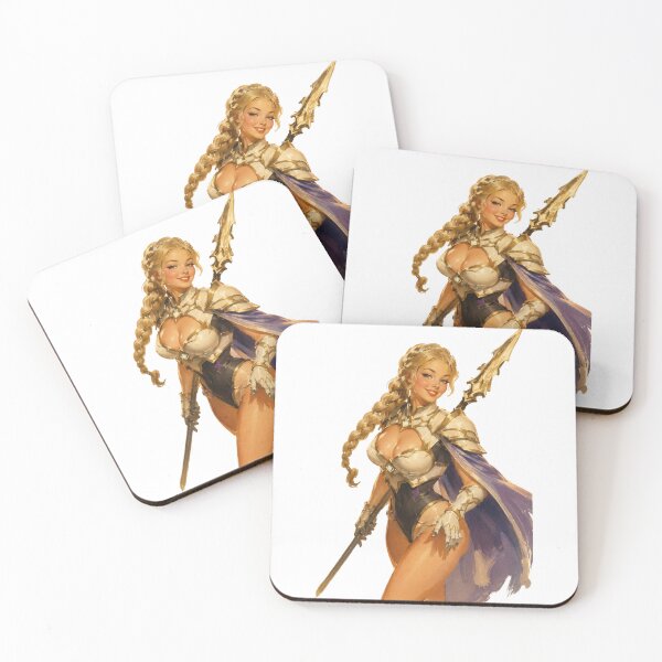 Item preview, Golden Paladin Pin Up | Vintage Fantasy Knight Girl designed and sold by Cosplayvintage.