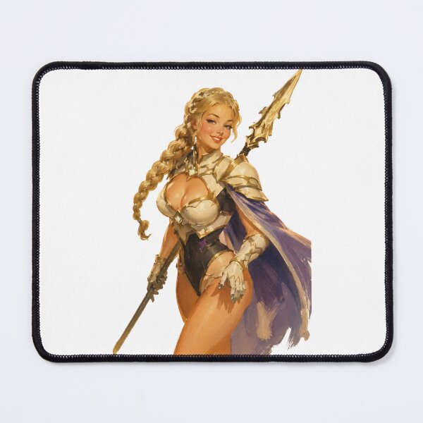 Item preview, Golden Paladin Pin Up | Vintage Fantasy Knight Girl designed and sold by Cosplayvintage.