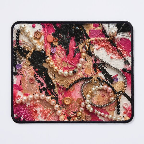 Item preview, Glamorous Feather Pearl and Pink Splatter Mixed Media Art designed and sold by THE SPLATTERED HAUS BY SAGE BANKS.