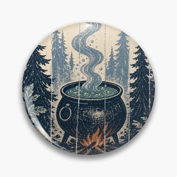 Item preview, Bubbling Cauldron in the Forest Clearing Witchy Occult Art designed and sold by VisualArtsOasis.