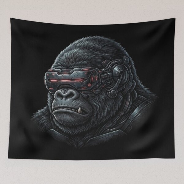 Item preview, Cybernetic Gorilla with Futuristic Tech Visor Art designed and sold by DailySparks.