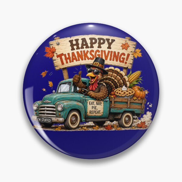 Item preview, Funny Thanksgiving Turkey Eat Nap Pie Repeat Retro Truck Art designed and sold by Evelashop.