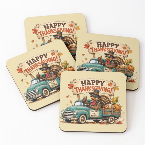 Item preview, Funny Thanksgiving Turkey Eat Nap Pie Repeat Retro Truck Art designed and sold by Evelashop.