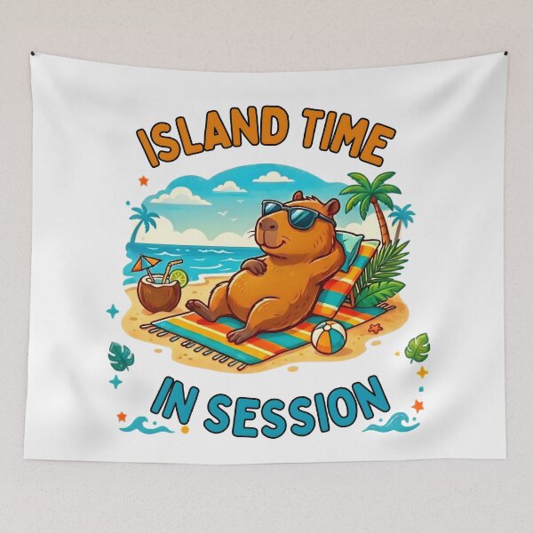 Item preview, Island Time In Session Capybara Beach Vacation T-Shirt designed and sold by laughingshirts.