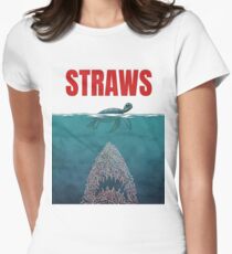 Straws - shark Women's Fitted T-Shirt
