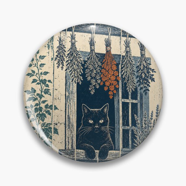 Item preview, Black Cat in the Cottage Window Witchy Halloween Aesthetic designed and sold by VisualArtsOasis.