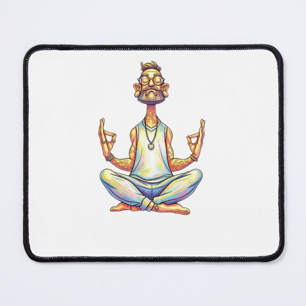 Item preview, Meditating Yogi Man in Neon Style designed and sold by MyCalmDraw.