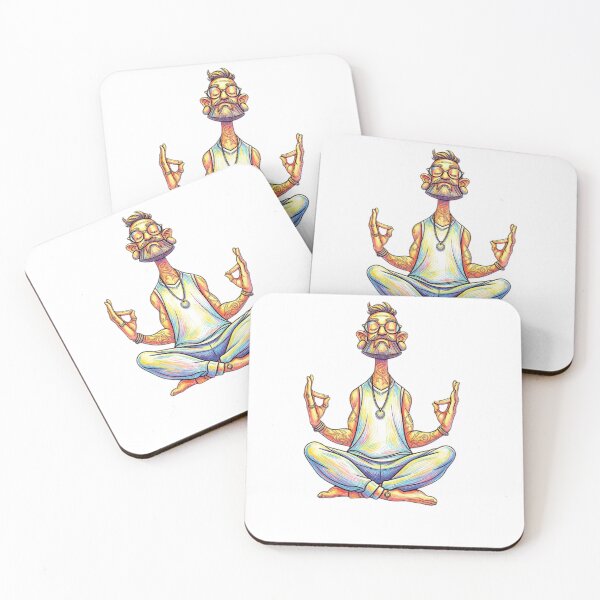 Item preview, Meditating Yogi Man in Neon Style designed and sold by MyCalmDraw.