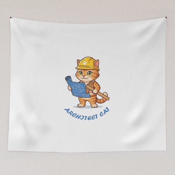 Item preview, Chief Architect Cat - Funny Engineering Blueprint Pet T-Shirt designed and sold by fowzi shokri.