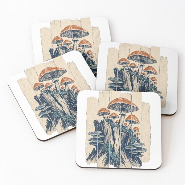 Item preview, Cluster of Mushrooms on the Old Tree Stump Witchy Occult Art designed and sold by VisualArtsOasis.