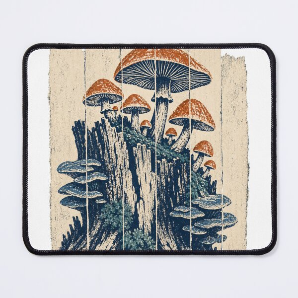 Item preview, Cluster of Mushrooms on the Old Tree Stump Witchy Occult Art designed and sold by VisualArtsOasis.