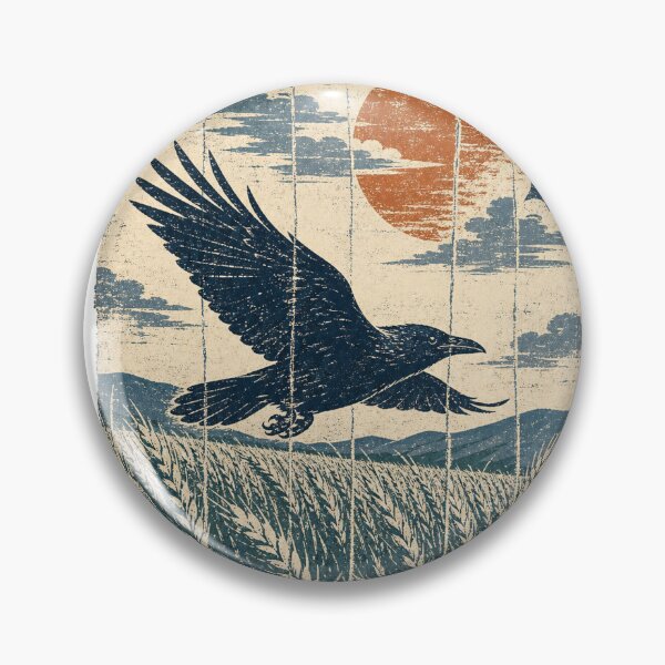 Item preview, Crow in the Moonlit Wheat Field Witchy Art designed and sold by VisualArtsOasis.
