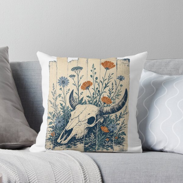 Item preview, Skull in the Bed of Wildflowers Witchy Gothic Aesthetic designed and sold by VisualArtsOasis.