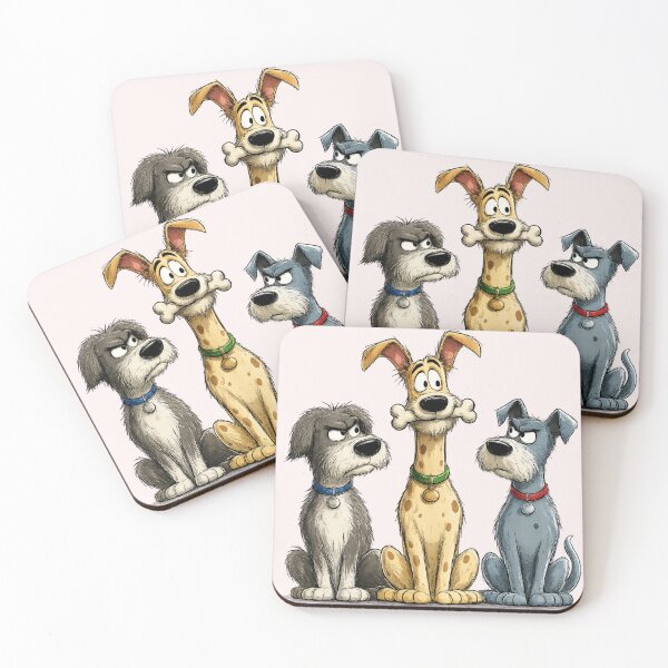 Item preview, Jealous Dogs with a Bone Cartoon Illustration designed and sold by GRFORA.