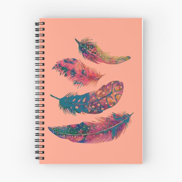 Item preview, Multi Color Boho Feathers on Coral designed and sold by frappechica.