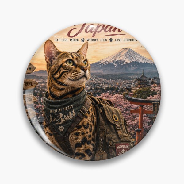 Item preview, Bengal Cat Kyoto Japan Adventure Adventure Cats™ Vintage Travel Poster designed and sold by TeeVibeHaus.