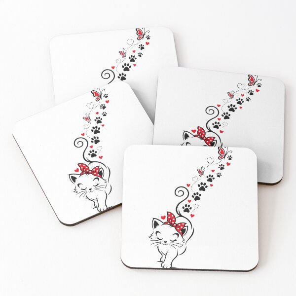Item preview, Cute Cat with Paw Prints and Hearts – Minimalist Cat Lover Design designed and sold by khadijaAchaki.