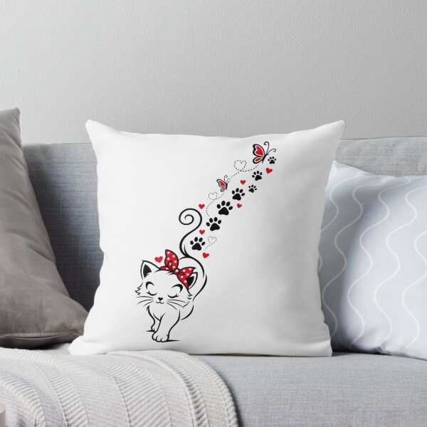 Item preview, Cute Cat with Paw Prints and Hearts – Minimalist Cat Lover Design designed and sold by khadijaAchaki.