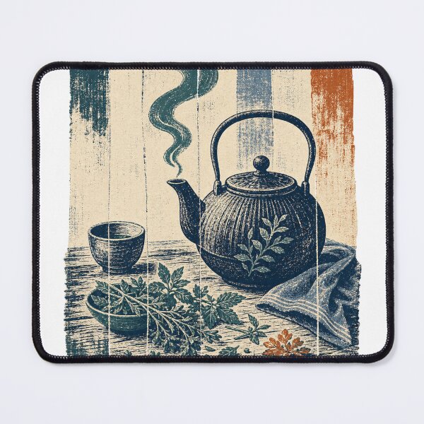 Item preview, Steaming Teapot on the Herb Table Dark Cottagecore designed and sold by VisualArtsOasis.