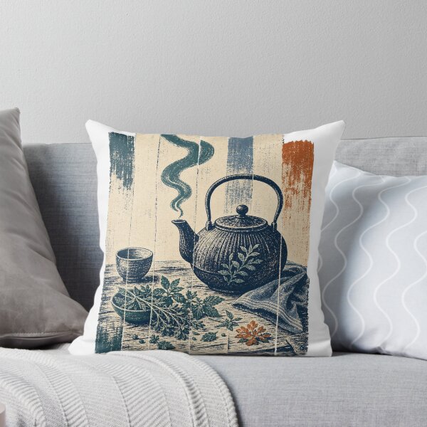 Item preview, Steaming Teapot on the Herb Table Dark Cottagecore designed and sold by VisualArtsOasis.