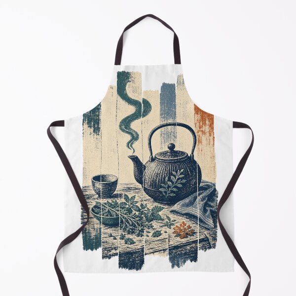 Item preview, Steaming Teapot on the Herb Table Dark Cottagecore designed and sold by VisualArtsOasis.