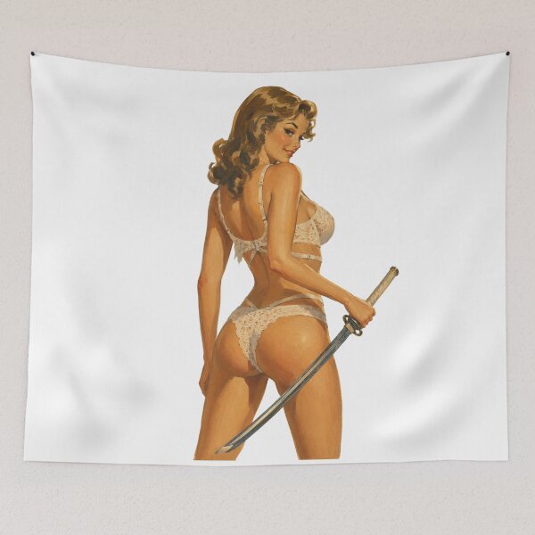 Item preview, Sword Warrior Pin Up | Vintage Fantasy Fighter Girl designed and sold by Cosplayvintage.