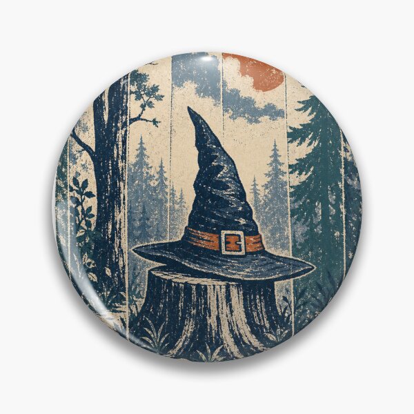 Item preview, Witch Hat on the Forest Stump Witchy Art designed and sold by VisualArtsOasis.