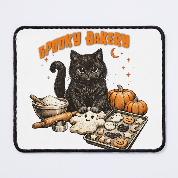 Item preview, Spooky Black Cat Bakery Halloween Baking Pumpkin Cookies designed and sold by LinaDesign Store.