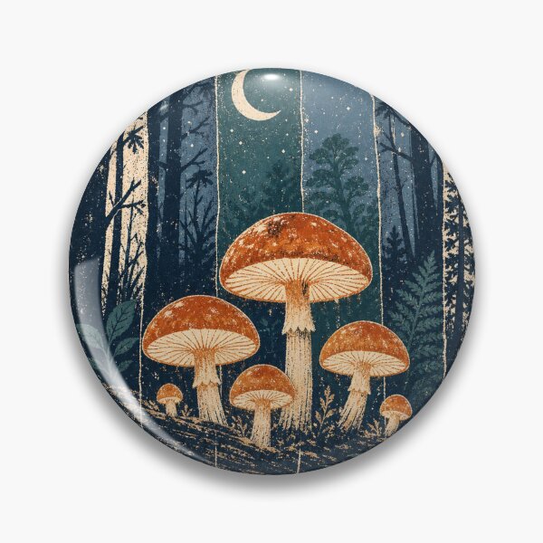 Item preview, Glowing Mushrooms on the Night Forest Floor Witchcore Art designed and sold by VisualArtsOasis.