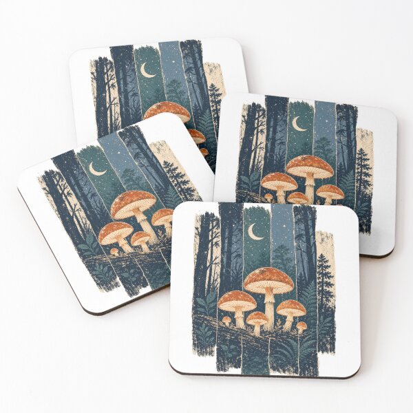 Item preview, Glowing Mushrooms on the Night Forest Floor Witchcore Art designed and sold by VisualArtsOasis.