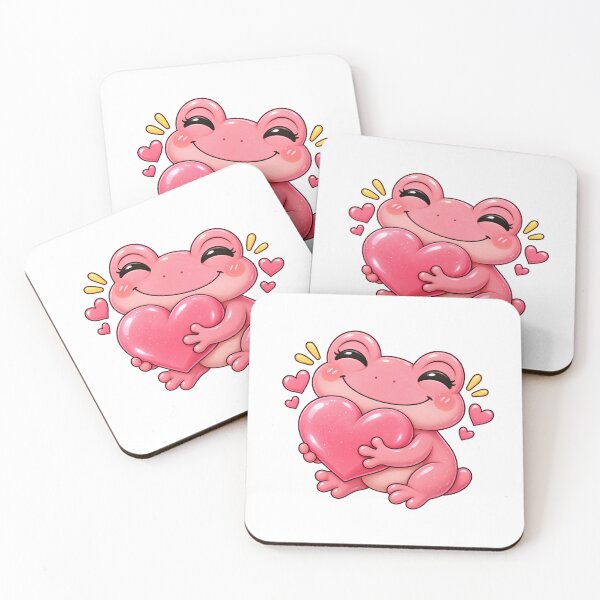 Item preview, Pink Frog Hugging Heart – Cute Kawaii Love Sticker designed and sold by StickyDelights.