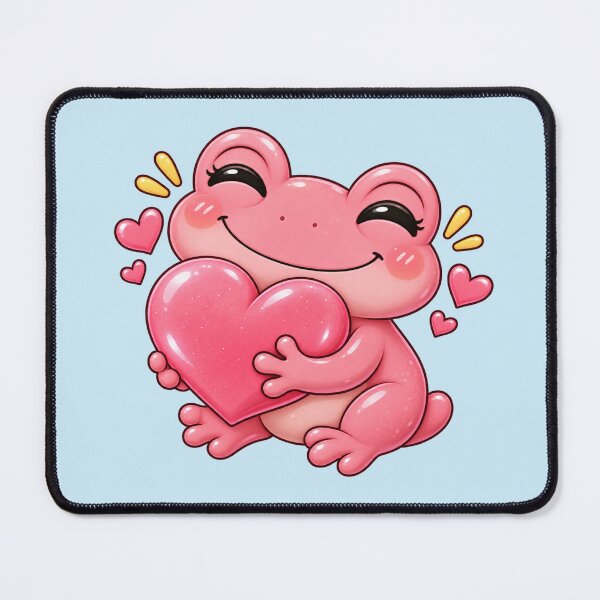 Item preview, Pink Frog Hugging Heart – Cute Kawaii Love Sticker designed and sold by StickyDelights.