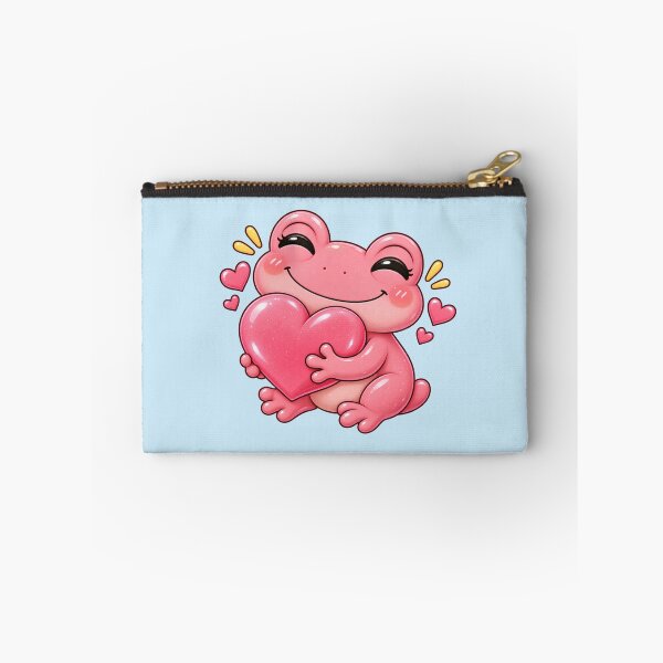 Item preview, Pink Frog Hugging Heart – Cute Kawaii Love Sticker designed and sold by StickyDelights.